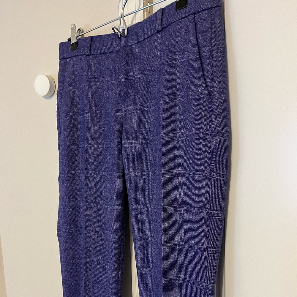 Banana Republic, Avery Fit Wool Blend Trouser, Purple Windowpane, Size 2